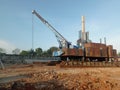 piling machine construction situation in sunny afternoon Royalty Free Stock Photo