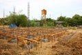 Piling pile with cement reinforced with steel structure for make cement ground floor of building in construction site