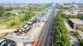 Pilings of elevated toll road project Royalty Free Stock Photo