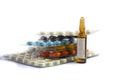 Pill and ampule Royalty Free Stock Photo