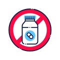 Pill bottle allergy line color icon. Allergic reaction to drug. Medication intolerance. Hypersensitivity to the individual