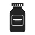 Pill bottle black glyph icon. Pharmaceutical product. Pictogram for web page, mobile app, promo Royalty Free Stock Photo