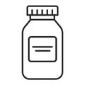 Pill bottle black line icon. Pharmaceutical product. Pictogram for web page, mobile app, promo.Editable stroke.