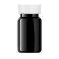 Pill bottle. Black medical glass plastic container Royalty Free Stock Photo
