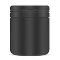 Pill Bottle. Black Plastic Jar Medicine Supplement Royalty Free Stock Photo