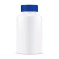 Pill Bottle. Blue Lid Plastic Medicine Container Royalty Free Stock Photo