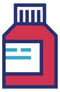 Pill bottle icon. Color medical drug container