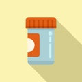 Pill bottle icon flat vector. Disease drug Royalty Free Stock Photo