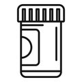 Pill bottle icon outline vector. Disease drug