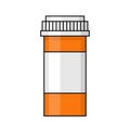 Isolated pill bottle with cap illustration on white background