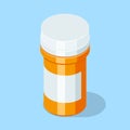 Pill bottle. Medical capsules container.