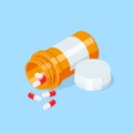 Pill bottle. Medical capsules container .