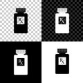 Pill bottle with Rx sign and pills icon isolated on black, white and transparent background. Pharmacy design. Rx as a Royalty Free Stock Photo