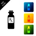 Pill bottle with Rx sign and pills icon isolated. Pharmacy design. Rx as a prescription symbol on drug medicine bottle Royalty Free Stock Photo