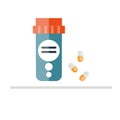 Pill bottle vector illustration. Medicine bottle in flat style.