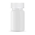 Pill bottle. White medical glass plastic container Royalty Free Stock Photo