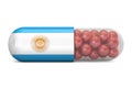 Pill capsule with Argentina flag. Argentine health care concept, 3D rendering