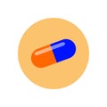 Pill capsule flat icon. Round colorful button, Drug circular vector sign, logo illustration. Royalty Free Stock Photo