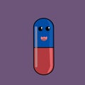 pill capsule illustration with cute character