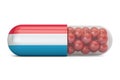 Pill capsule with Luxembourg flag, 3D rendering Royalty Free Stock Photo