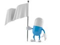 Pill character holding blank flag Royalty Free Stock Photo