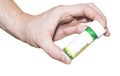 Pill container in hand on white background Royalty Free Stock Photo