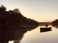 Misty morn at the Pill Creek boathouse Royalty Free Stock Photo