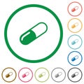 Pill flat icons with outlines