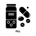 pill icon, black vector sign with editable strokes, concept illustration Royalty Free Stock Photo