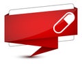 Pill icon isolated on elegant red tag sign illustration Royalty Free Stock Photo