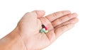 Pill in male hand Royalty Free Stock Photo