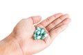 Pill in male hand Royalty Free Stock Photo