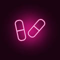 Pill  neon icon. Elements of Blood donation set. Simple icon for websites, web design, mobile app, info graphics Royalty Free Stock Photo