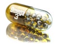 Pill with Omega 3 element. Dietary supplements. Vitamin capsule