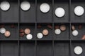 Daily pill organizer, selective focus. Concept: self-medication at home, medication regimen. Royalty Free Stock Photo