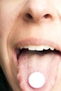 Pill on Tongue Royalty Free Stock Photo