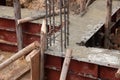 Pillar and beam being constructed at construction site Royalty Free Stock Photo