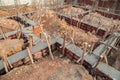 Pillar and beam being constructed at construction site Royalty Free Stock Photo