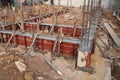 Pillar and beam being constructed at construction site Royalty Free Stock Photo