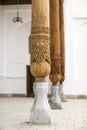 The pillar is beautifully carved from plane tree wood Royalty Free Stock Photo