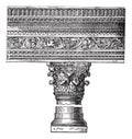Pillar in the Church of Saint John in Constantinople. vintage engraving