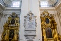 Pillar containing Frederic Chopin`s heart inside the Holy Cross Church in Warsaw, Poland