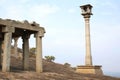 24 pillar hall and a Manastambha or pillar in front of Chennanna Basadi, Vindhyagiri Hill, Shravanbelgola, Karnataka