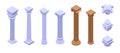 Pillar icons set, isometric style Royalty Free Stock Photo