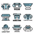 Pillar icons set line color vector