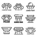 Pillar icons set, outline style