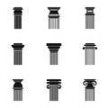 Pillar icons set, simple style