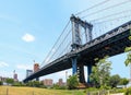 Pillar of Manhattan Bridge as seen from Dumbo district in Brooklyn Royalty Free Stock Photo