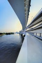 Pillar of Rainbow Bridge Bridge in Odaiba Bay, Tokyo, Japan. Royalty Free Stock Photo