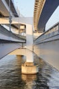 Pillar of Rainbow Bridge in Odaiba Bay, Tokyo, Japan. Royalty Free Stock Photo